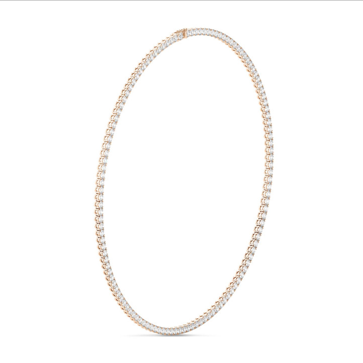 Straight riviere necklace with 14.60 Ct lab grown diamonds in red gold