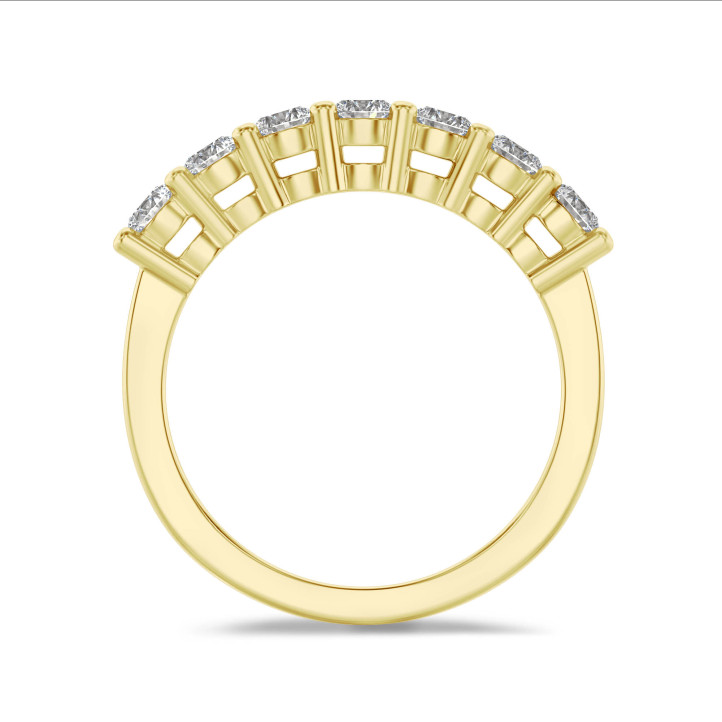 Half set ring with 0.70 carat lab grown diamonds in yellow gold