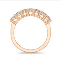 Half set ring with 0.70 carat lab grown diamonds in red gold
