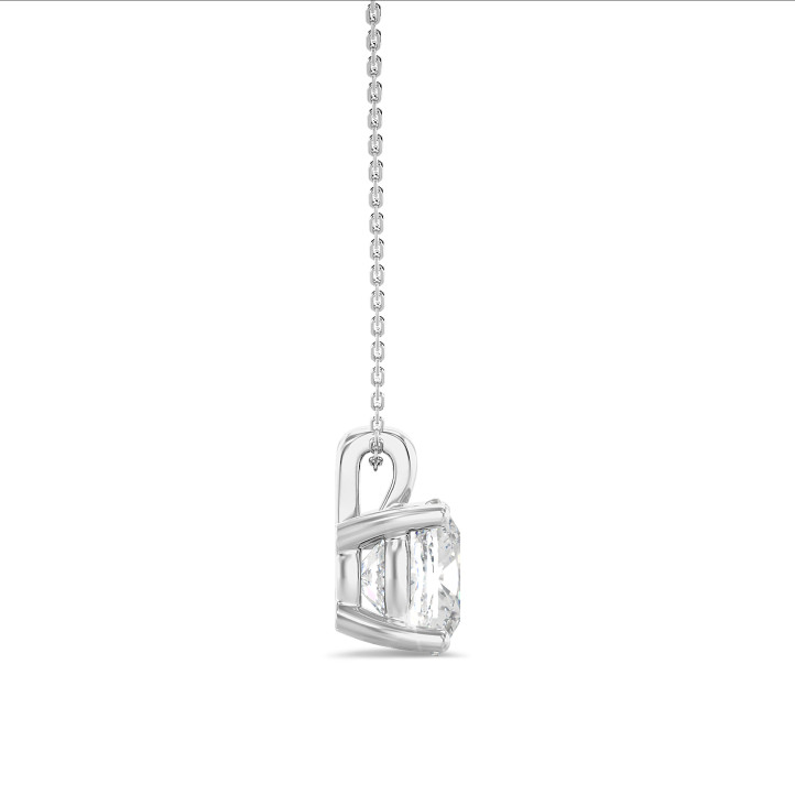 3.00 carat solitaire lab grown cushion cut diamond pendant in white gold