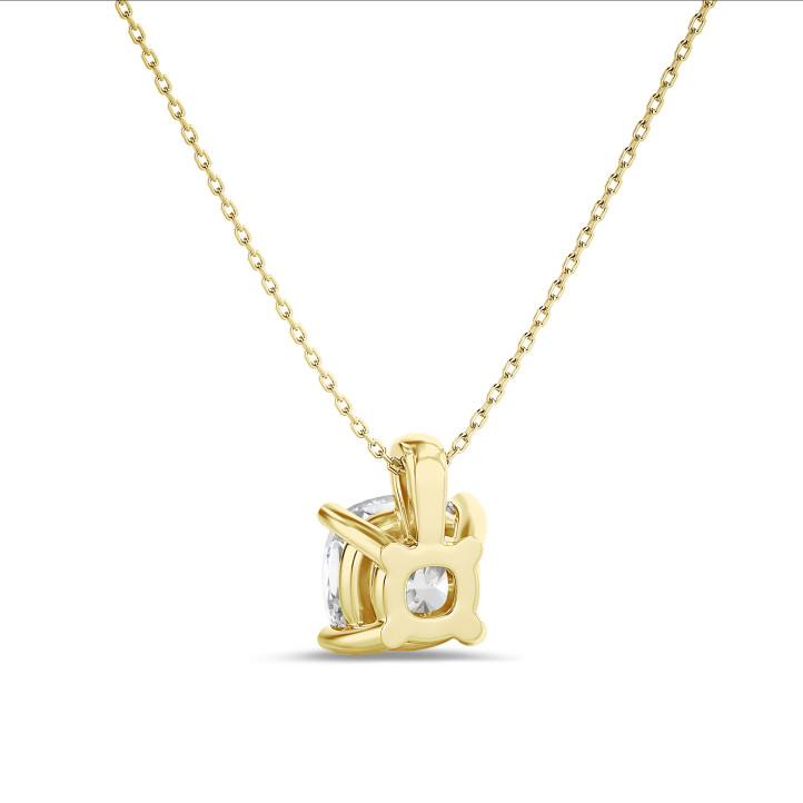 3.00 carat solitaire lab grown cushion cut diamond pendant in yellow gold