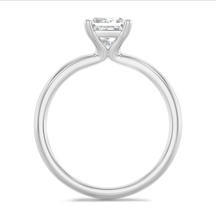 1.50 carat solitaire ring with a lab grown princess diamond in white gold