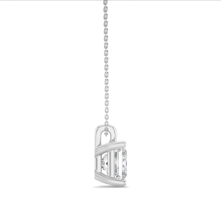 2.00 carat solitaire lab grown princess diamond pendant in white gold