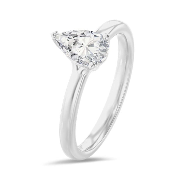 Engagement rings - 3.00 carat solitaire ring with lab grown pear diamond in white gold