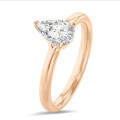 1.00 carat solitaire ring with lab grown pear diamond in red gold