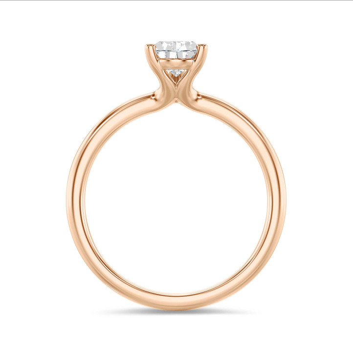 2.50 carat solitaire ring with lab grown pear diamond in red gold