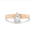 2.50 carat solitaire ring with lab grown pear diamond in red gold