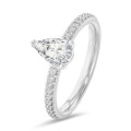 1.50 carat solitaire ring with lab grown pear diamond in white gold with lab grown side diamonds