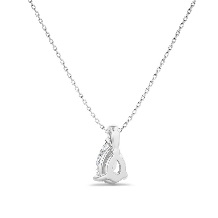 2.00 carat solitaire lab grown pear cut diamond pendant in white gold