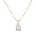 3.00 carat solitaire lab grown pear cut diamond pendant in red gold