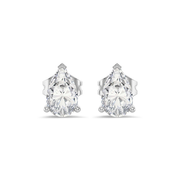 Earrings - 2.00 carat solitaire lab grown pear cut diamond earrings in white gold