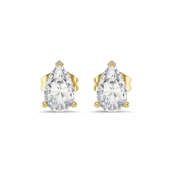 Earrings - 2.00 carat solitaire lab grown pear cut diamond earrings in yellow gold