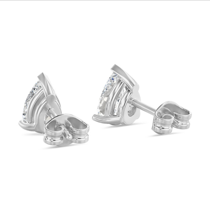 3.00 carat solitaire lab grown pear cut diamond earrings in white gold