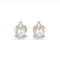 3.00 carat solitaire lab grown pear cut diamond earrings in yellow gold