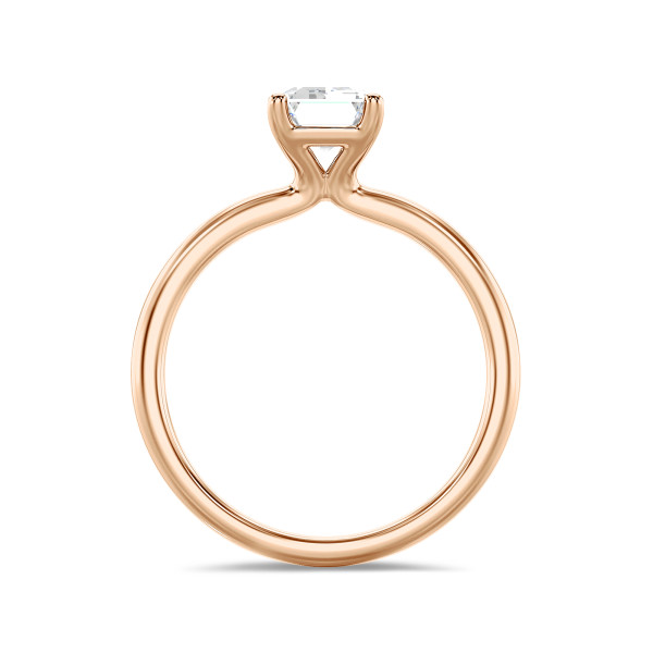 1.00 carat solitaire ring with a lab grown emerald cut diamond in red gold