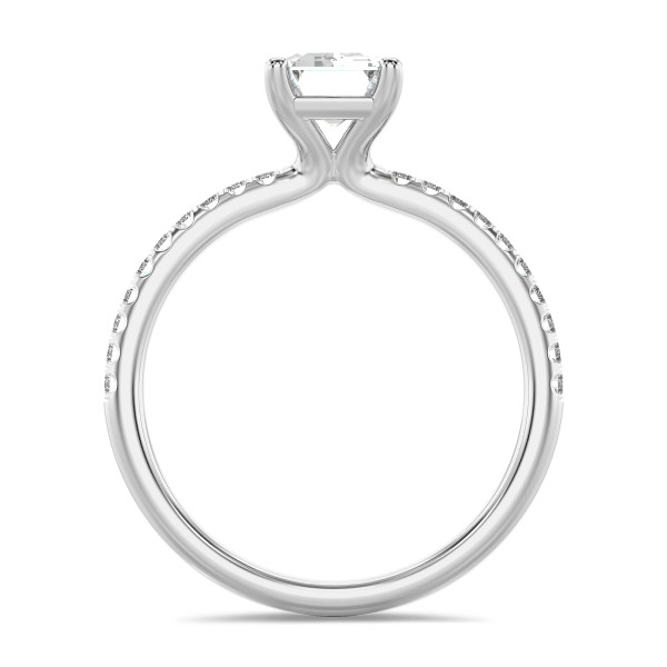 Search all PLP - 3.00 carat solitaire ring with a lab grown emerald cut diamond in white gold with lab grown side diamonds