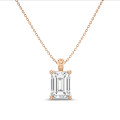 2.00 carat solitaire lab grown emerald cut diamond pendant in red gold