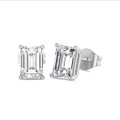 4.00 carat solitaire lab grown emerald cut diamond earrings in white gold