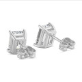 4.00 carat solitaire lab grown emerald cut diamond earrings in white gold