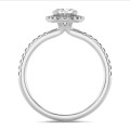 2.00 carat solitaire halo ring with lab grown oval diamond in white gold with round lab grown diamonds