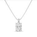 1.00 carat solitaire lab grown oval cut diamond pendant in white gold