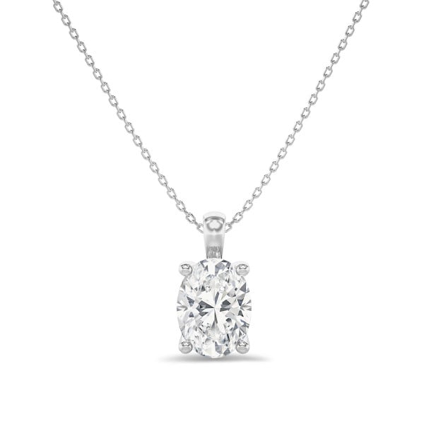 Search all PLP - 1.00 carat solitaire lab grown oval cut diamond pendant in white gold