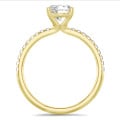 3.00 carat solitaire ring in yellow gold with lab grown side diamonds