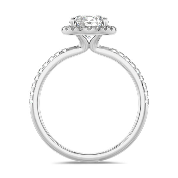 Engagement rings - 3.00 carat solitaire halo ring in white gold with round lab grown diamonds