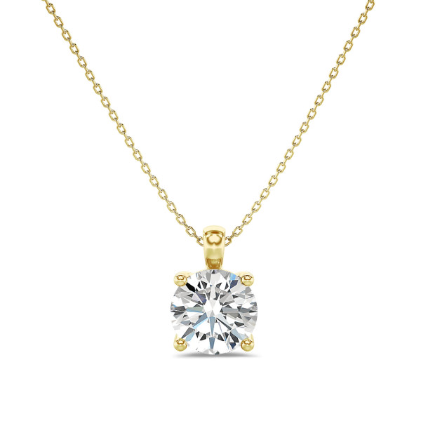 Necklaces - 1.00 carat solitaire pendant in yellow gold with round lab grown diamond