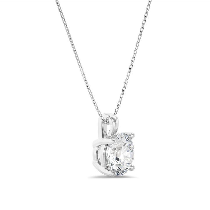 2.00 carat solitaire pendant in white gold with round lab grown diamond