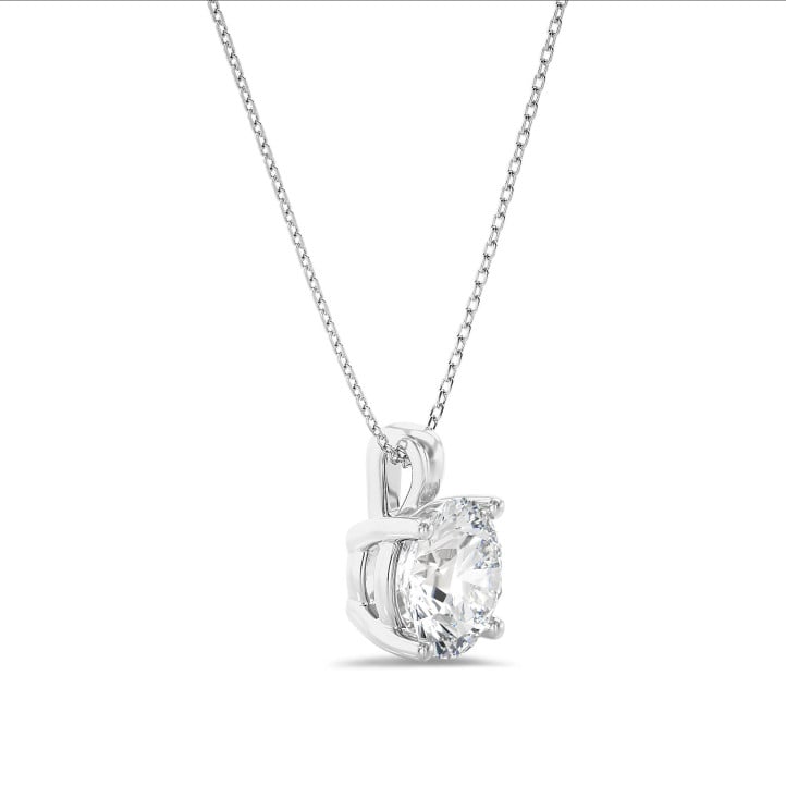 2.00 carat solitaire pendant in white gold with round lab grown diamond