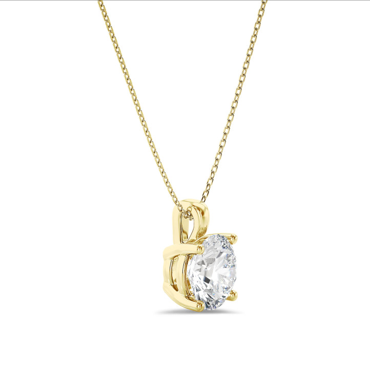 3.00 carat solitaire pendant in yellow gold with round lab grown diamond