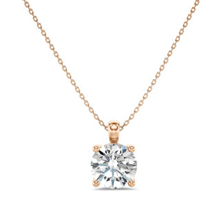 3.00 carat solitaire pendant in red gold with round lab grown diamond