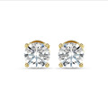 3.00 carat solitaire earrings with round lab grown diamonds in yellow gold