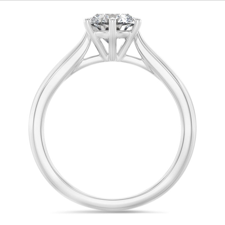 1.00 carat solitaire ring in white gold with round lab grown diamond