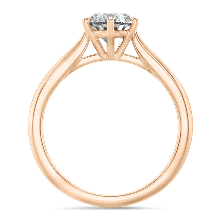 1.20 carat solitaire ring in red gold with round lab grown diamond