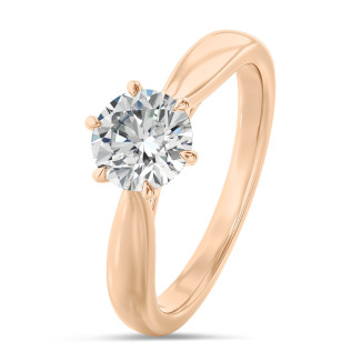 2.00 carat solitaire ring in red gold with round lab grown diamond