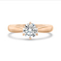 3.00 carat solitaire ring in red gold with round lab grown diamond