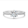 1.00 carat solitaire ring in white gold with round lab grown diamond and lab grown side diamonds