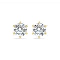 3.00 carat solitaire lab grown diamond earrings in yellow gold