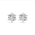 3.00 carat solitaire lab grown diamond earrings in red gold