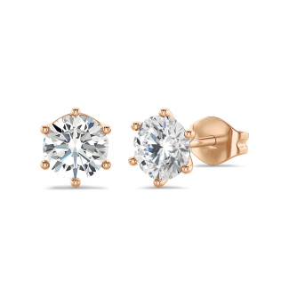4.00 carat solitaire lab grown diamond earrings in red gold
