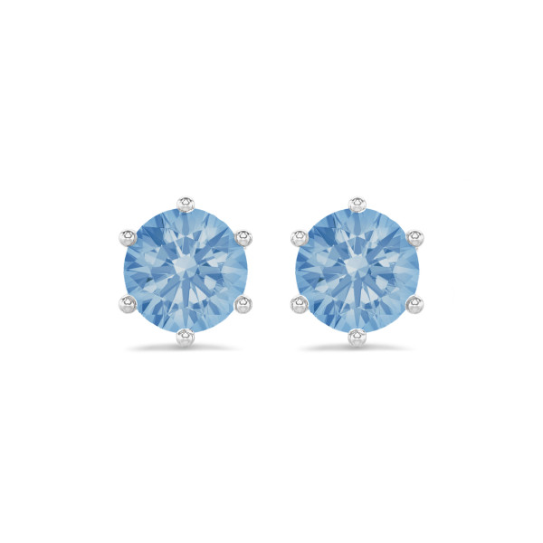 Earrings - 2.00 carat solitaire blue lab grown diamond earrings in white gold