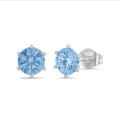4.00 carat solitaire blue lab grown diamond earrings in white gold