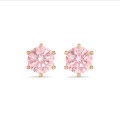 4.00 carat solitaire pink lab grown diamond earrings in red gold