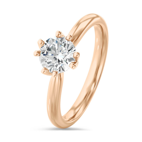 Engagement rings - 1.00 carat solitaire ring with lab grown diamond in red gold