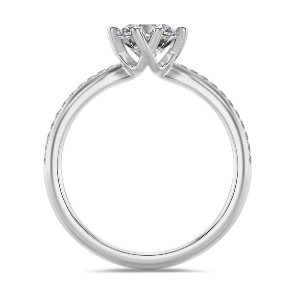 Engagement rings - 1.00 carat solitaire lab grown diamond ring in white gold with lab grown side diamonds