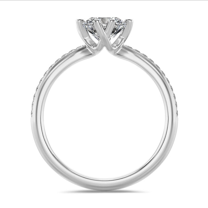 3.00 carat solitaire lab grown diamond ring in white gold with lab grown side diamonds