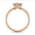 1.20 carat solitaire lab grown diamond ring in red gold with lab grown side diamonds
