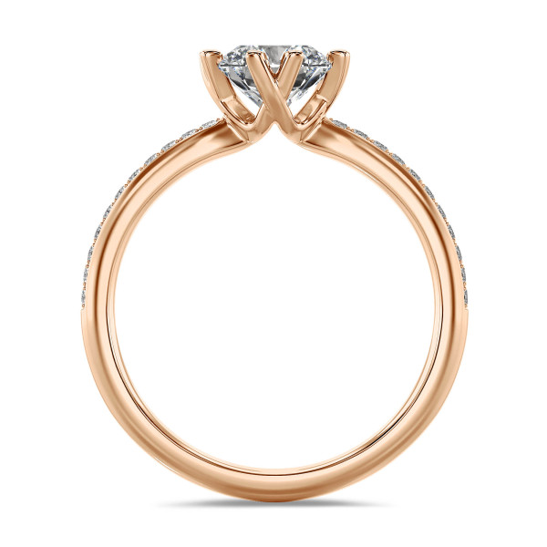 Rings - 2.00 carat solitaire lab grown diamond ring in red gold with lab grown side diamonds